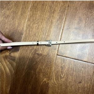 Skinny Nude Leather Belt with Silver Buckle